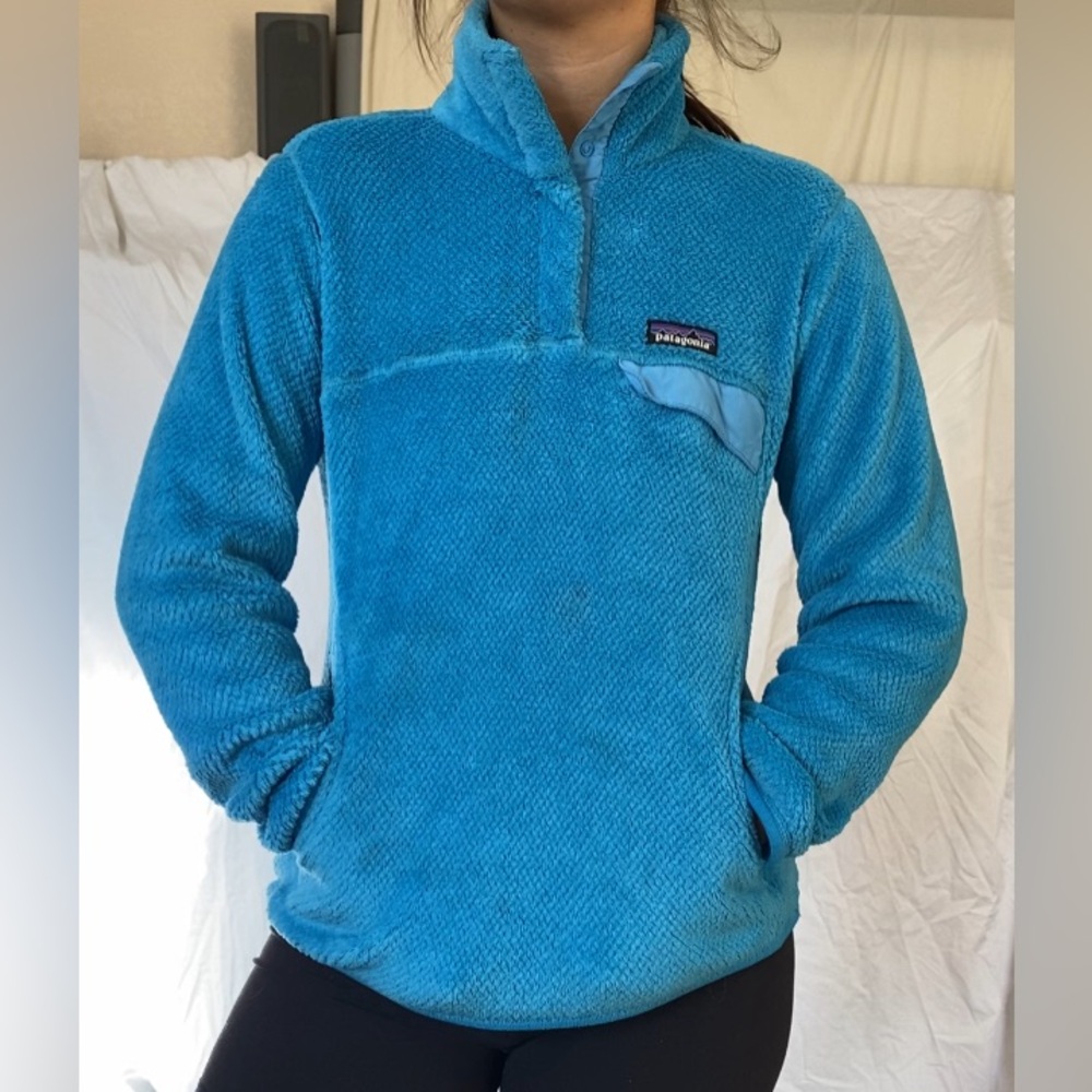 Patagonia Light Blue Quarter Snap Fleece Size Small